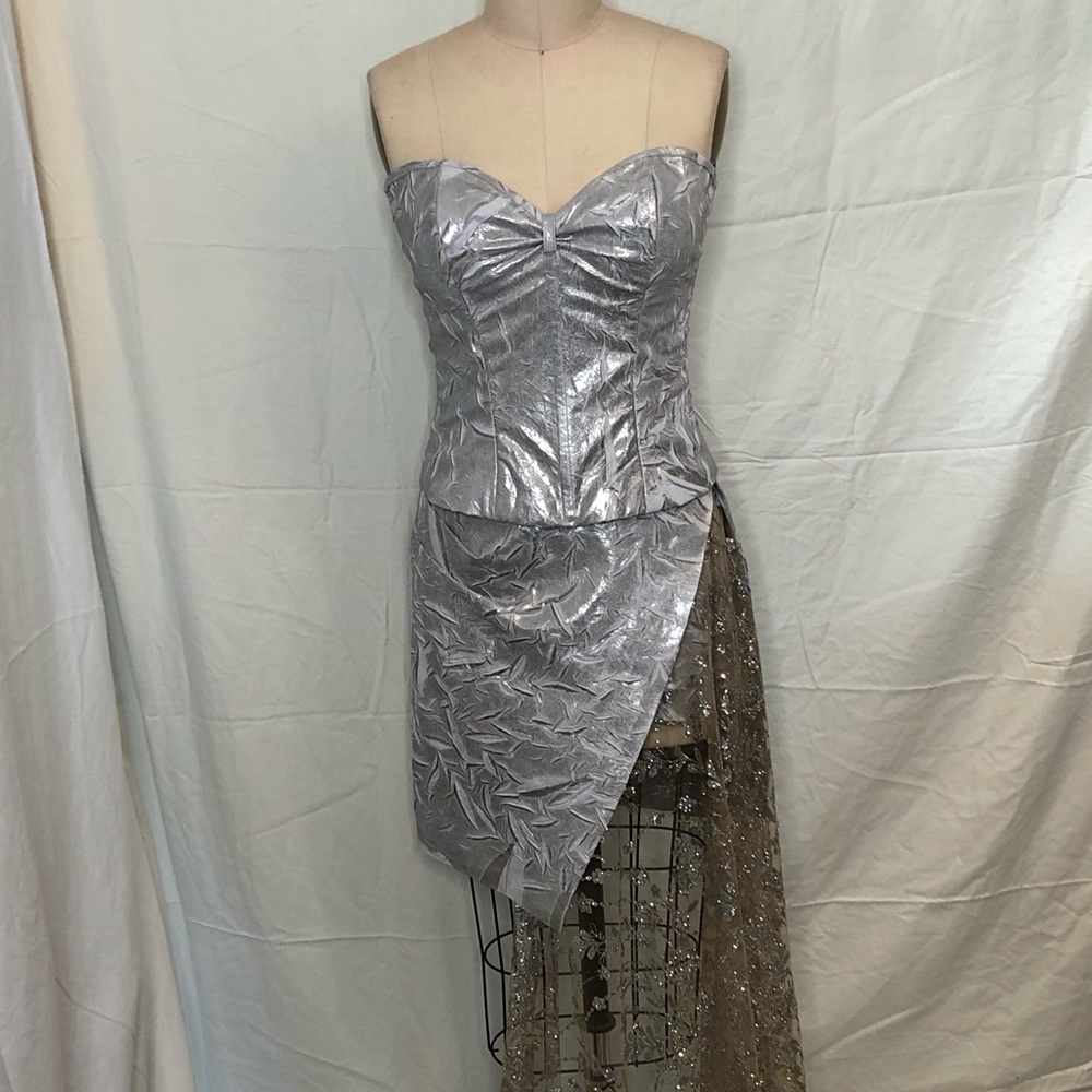 Party dress  custom print Genuine lamb skin